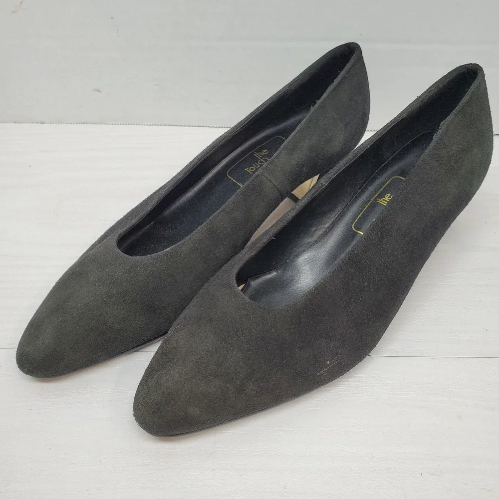The Touch Of NINA Black Suede Leather Classic Evening Dress Heel‎ Pump Size 6 M